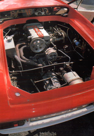 Like the original Lotus 62, the Europa Engineering 62S uses a Vauxhall 16 valve engine. Note the cam driven pulley for the alternator, similar to the original Renault engine. The distributor is a solid state unit controlled by the engine management system.
